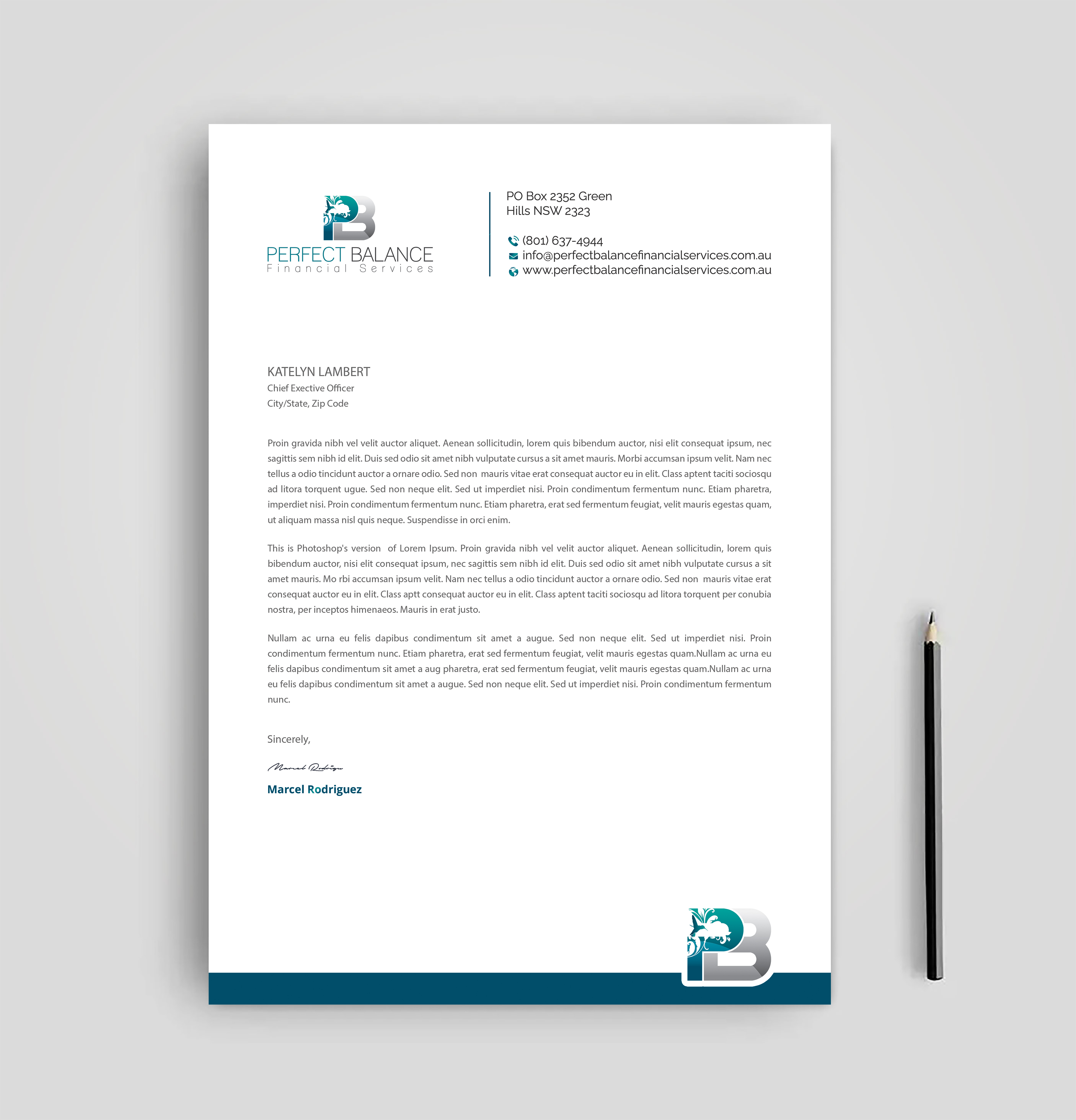 Letterhead Design by Expert Bappy for Perfect Balance Financial Services | Design #30691080