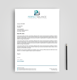 Letterhead Design by Expert Bappy for Perfect Balance Financial Services | Design: #30691116
