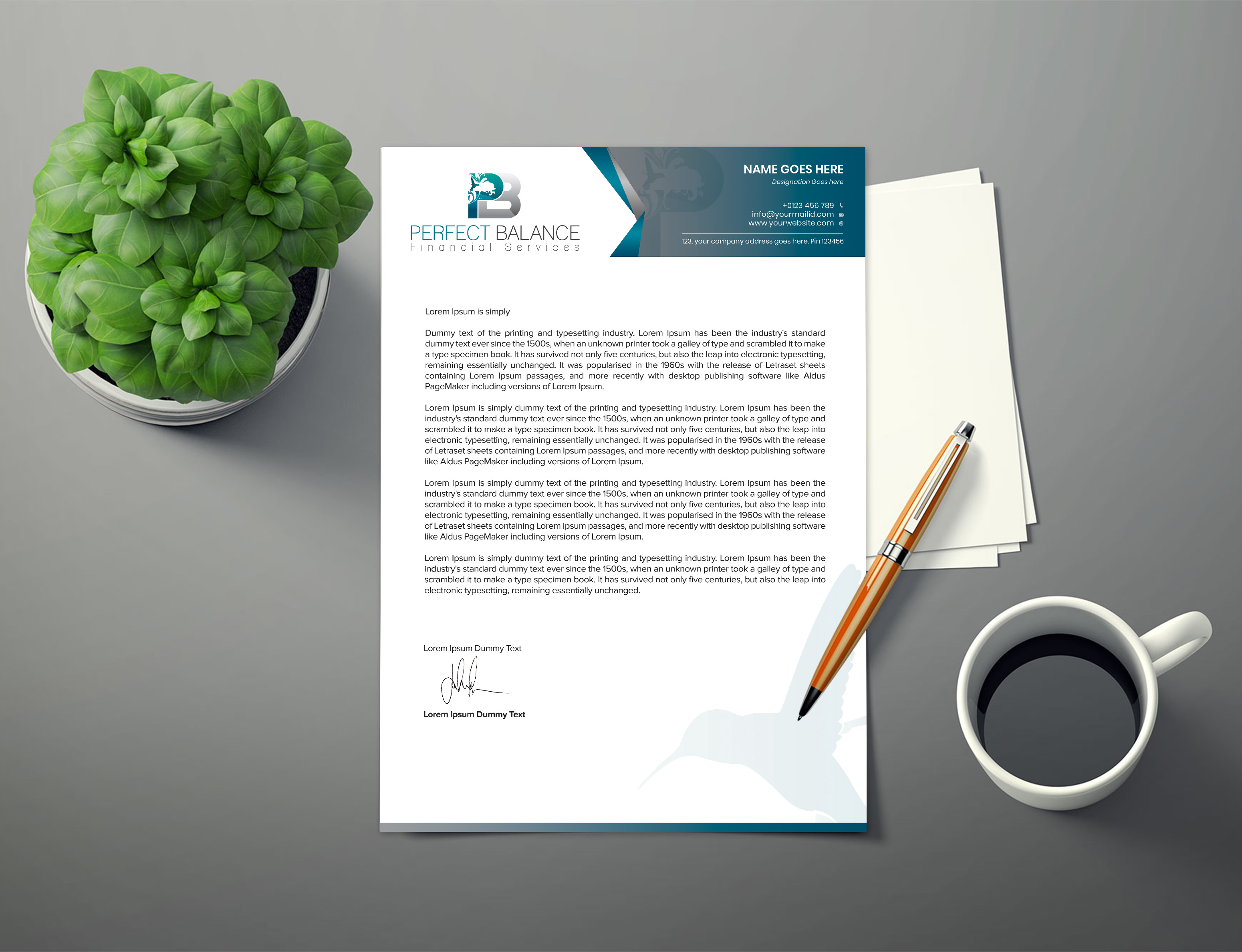 Letterhead Design by ARTOGRAPHY for Perfect Balance Financial Services | Design #30691179
