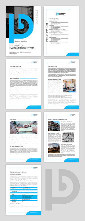 Town Planning business needs a design (template) for planning reports and letters