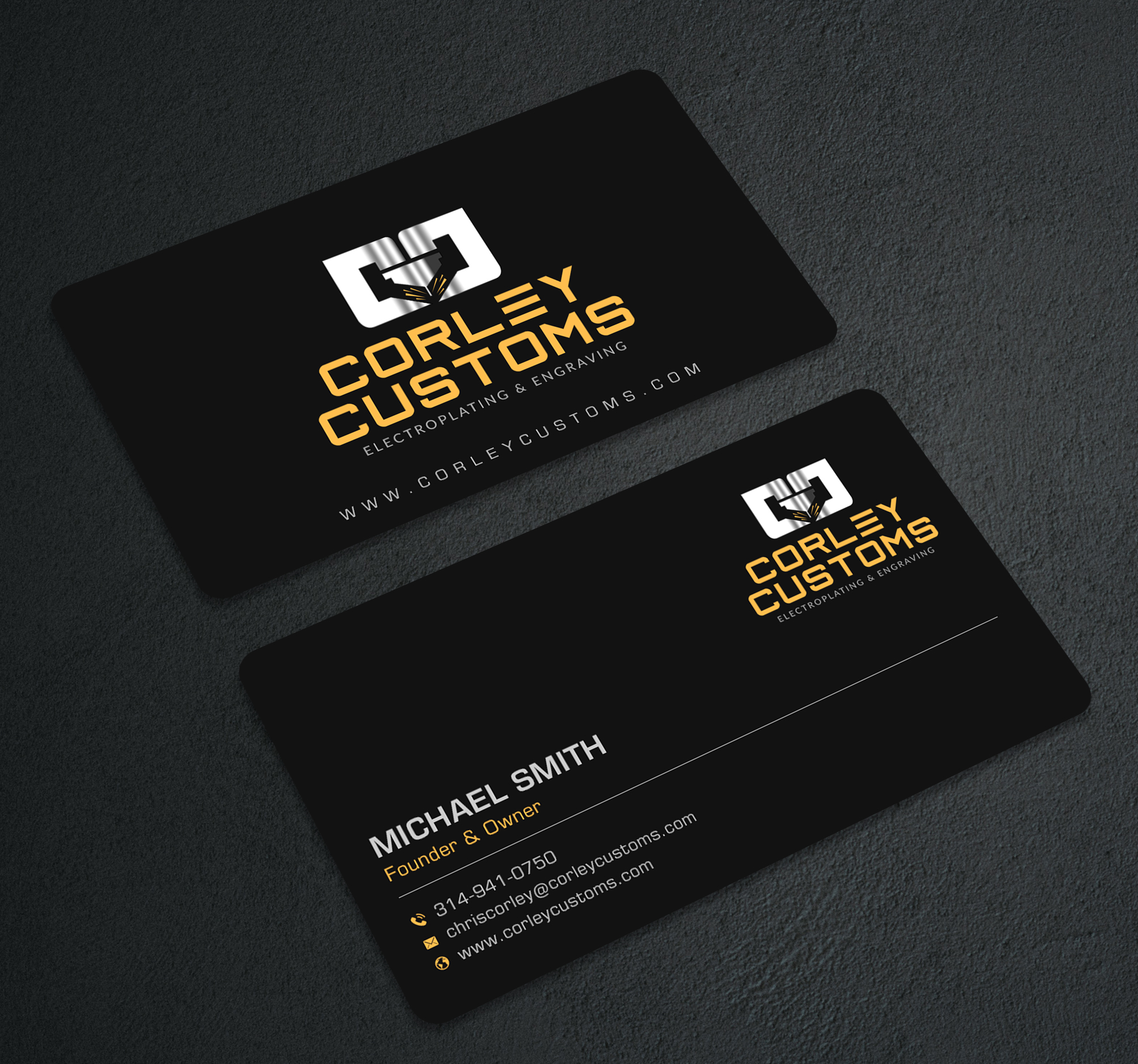 Design de Carte de Visite par Sun Moon Graphic Designer pour Corley Customs LLC | Design #30703199