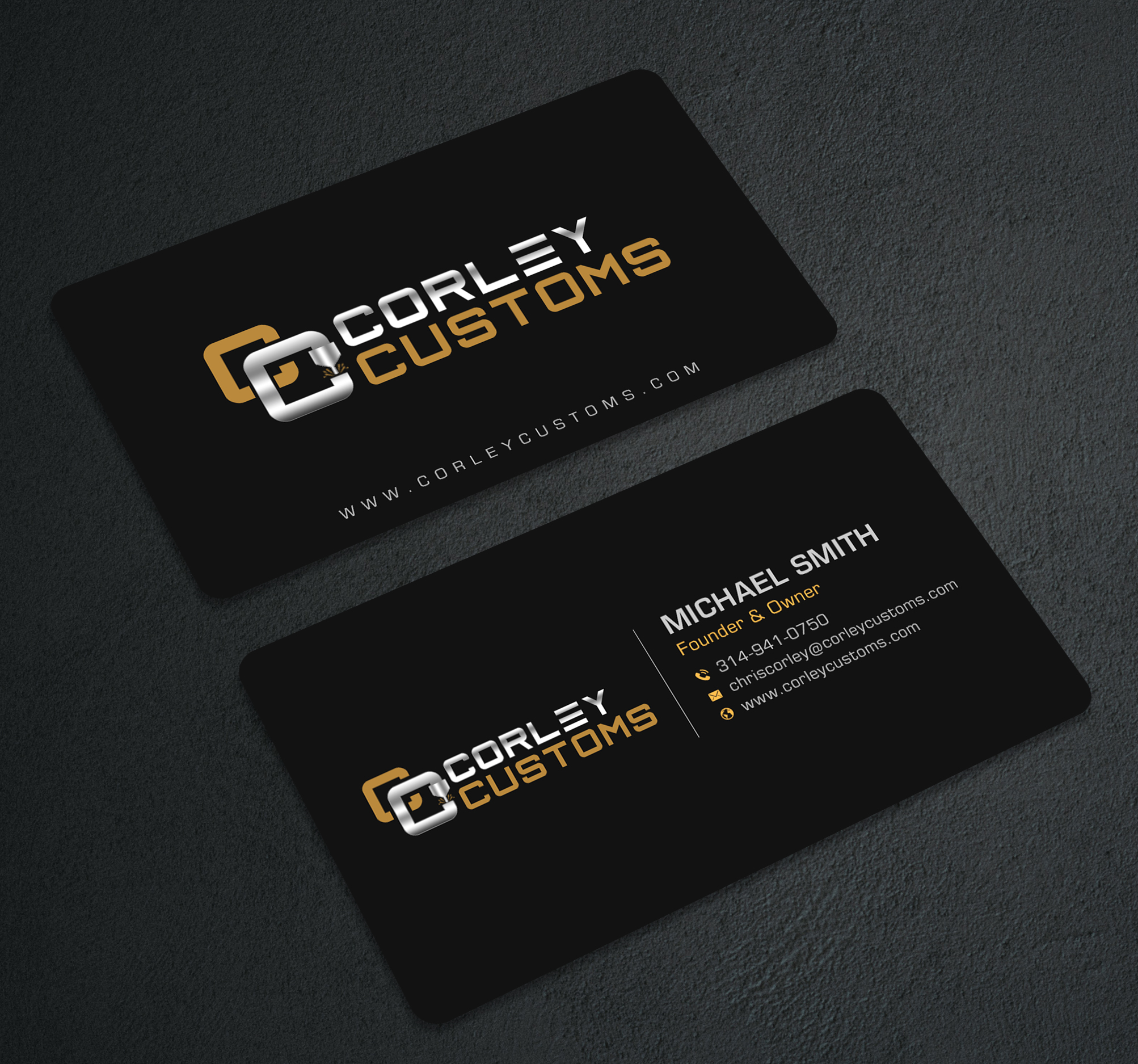 Business Card Design by Sun Moon Graphic Designer for Corley Customs LLC | Design #30703200