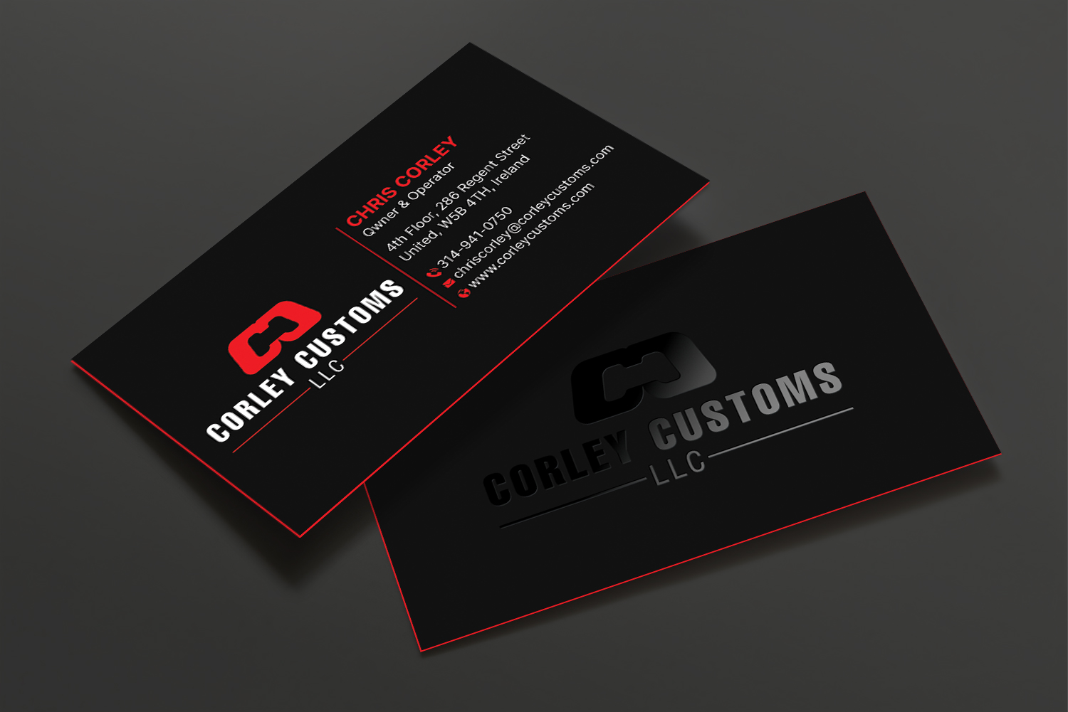 Business Card Design by DesignShout for Corley Customs LLC | Design #30703714