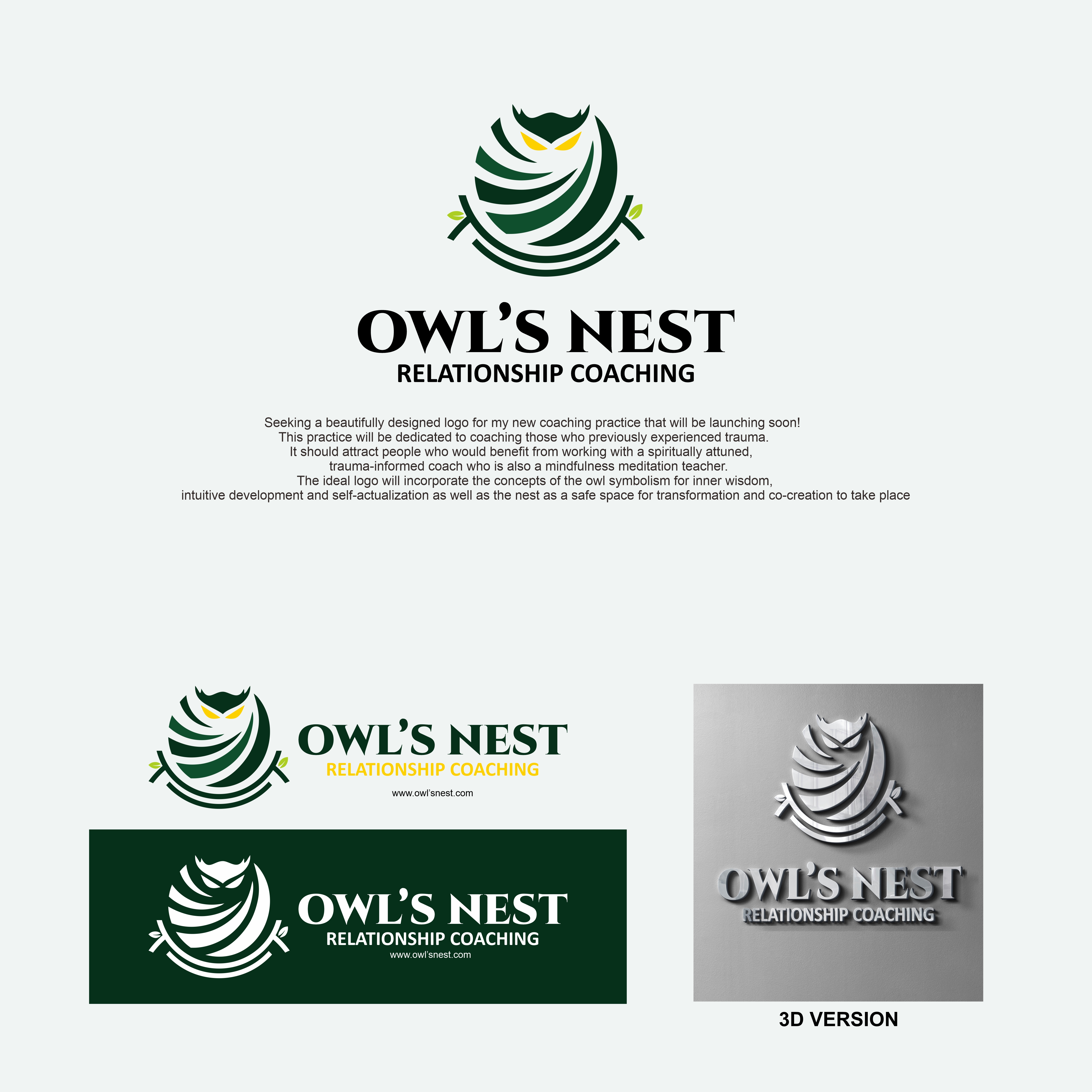 Logo Design by enka94 for Owl's Nest Relationship Coaching | Design #30742965