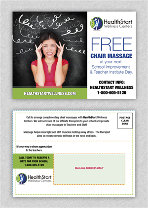Want to market to schools to offer free chair massages for teacher and staff of the schools | Postkarten-Design von Alaya