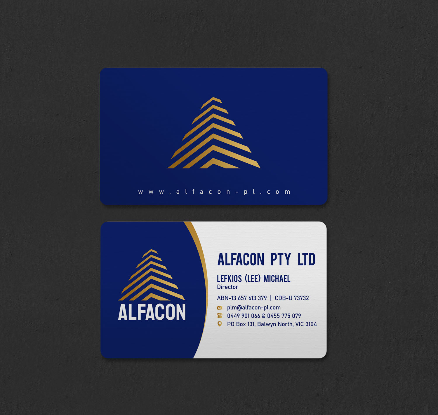 Business Card Design by INDIAN_Ashok for ALFACON PTY LTD | Design #30783572