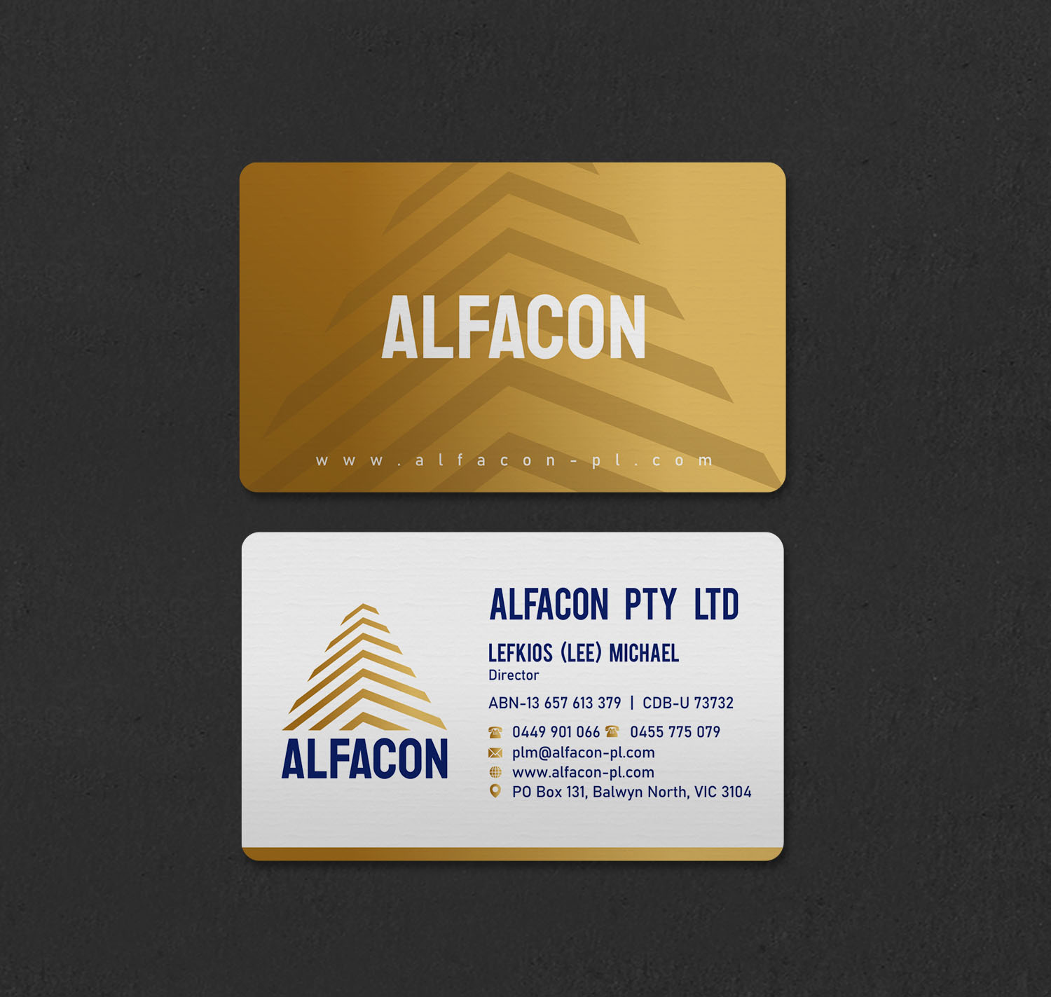 Business Card Design by INDIAN_Ashok for ALFACON PTY LTD | Design #30788536