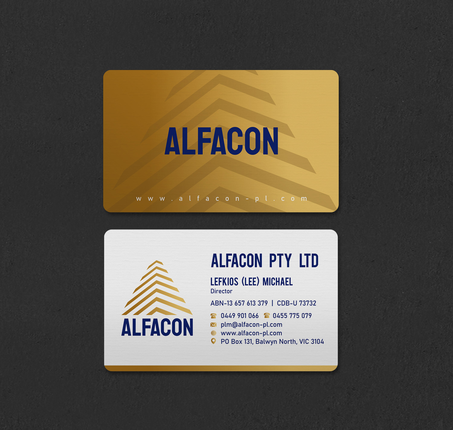 Business Card Design by INDIAN_Ashok for ALFACON PTY LTD | Design #30792534
