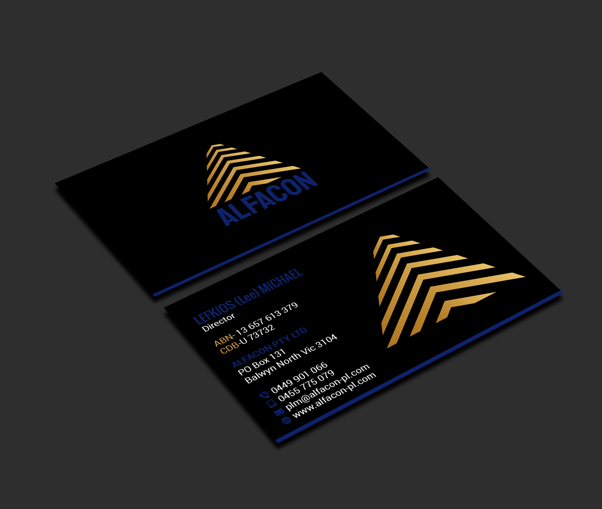 Business Card Design by Creations Box 2015 for ALFACON PTY LTD | Design #30783338