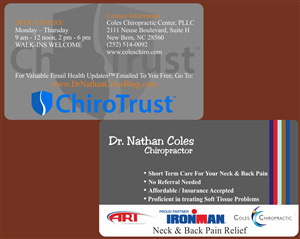 Visitenkarten-Design von somnath.mukerji1 für Coles Chiropractic Center, PLLC | Design: #3094515