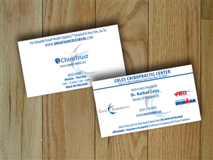 Visitenkarten-Design von Ink and Graphite für Coles Chiropractic Center, PLLC | Design #3106033