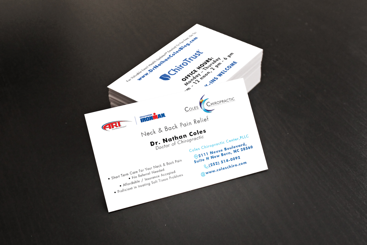 Visitenkarten-Design von Olivier Chaux für Coles Chiropractic Center, PLLC | Design #3094570