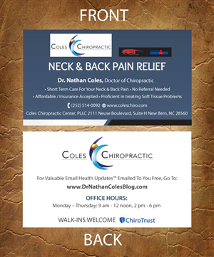 Visitenkarten-Design von Sandy1155 für Coles Chiropractic Center, PLLC | Design: #3095523