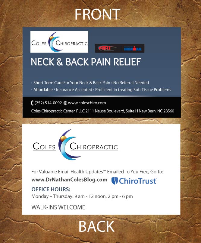 Visitenkarten-Design von Sandy1155 für Coles Chiropractic Center, PLLC | Design #3095543
