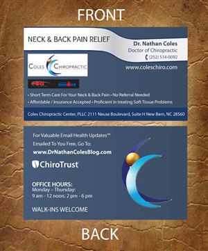 Visitenkarten-Design von Sandy1155 für Coles Chiropractic Center, PLLC | Design: #3095565