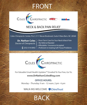 Visitenkarten-Design von Sandy1155 für Coles Chiropractic Center, PLLC | Design: #3095572