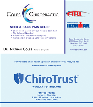 Visitenkarten-Design von DMSDALLAS für Coles Chiropractic Center, PLLC | Design #3099316