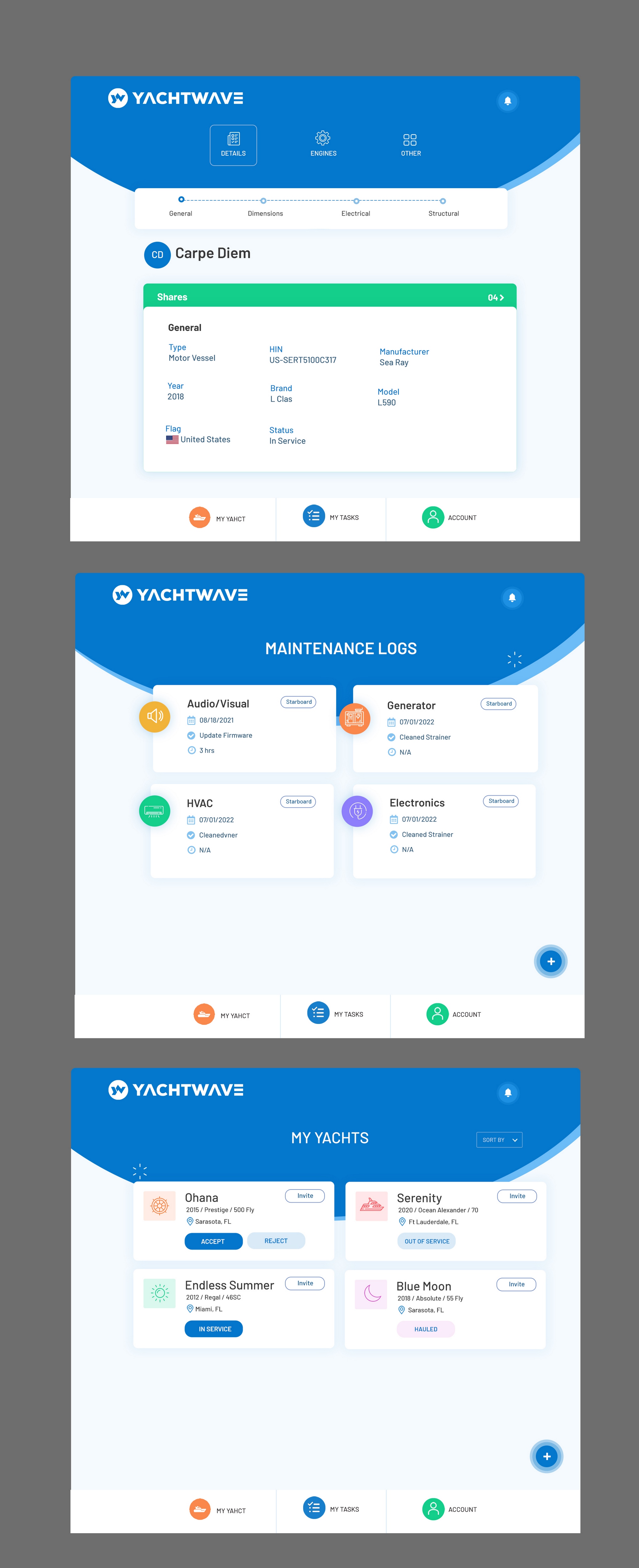 App Design by pb for YachtWave | Design #30844522