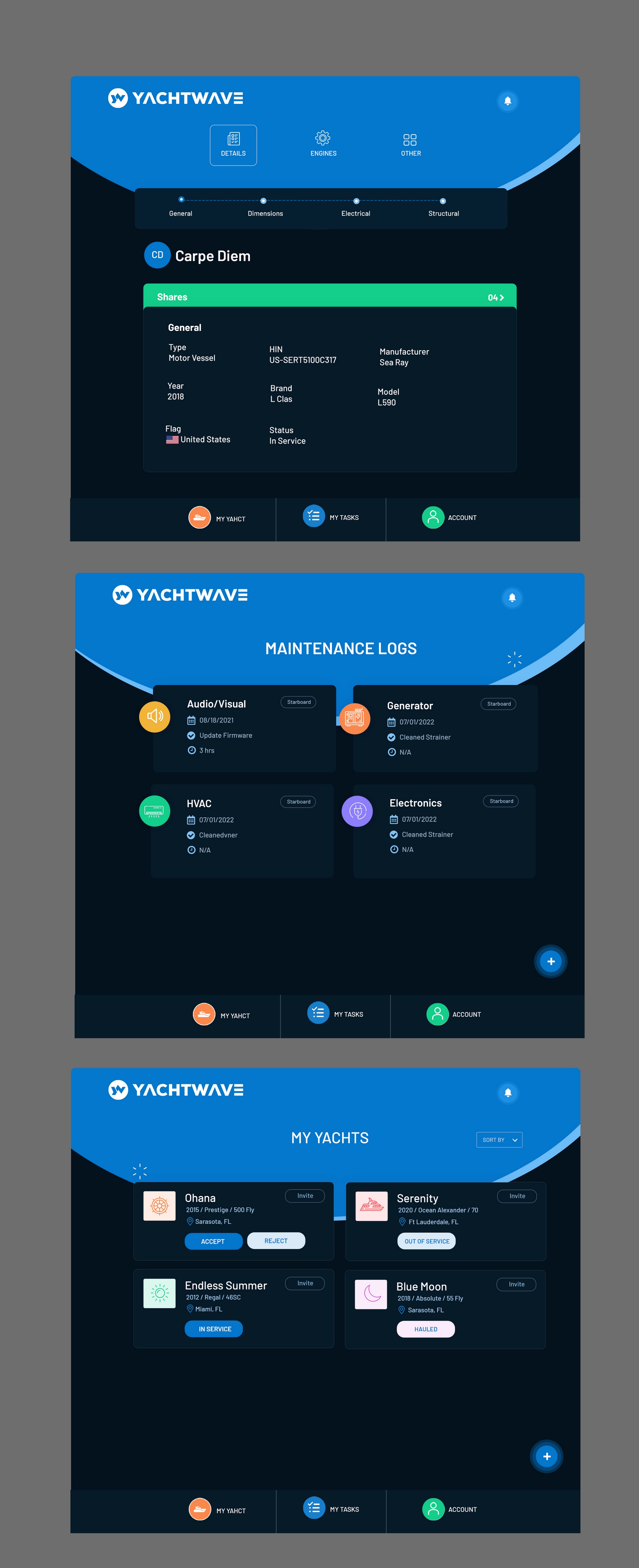 App Design by pb for YachtWave | Design #30844523