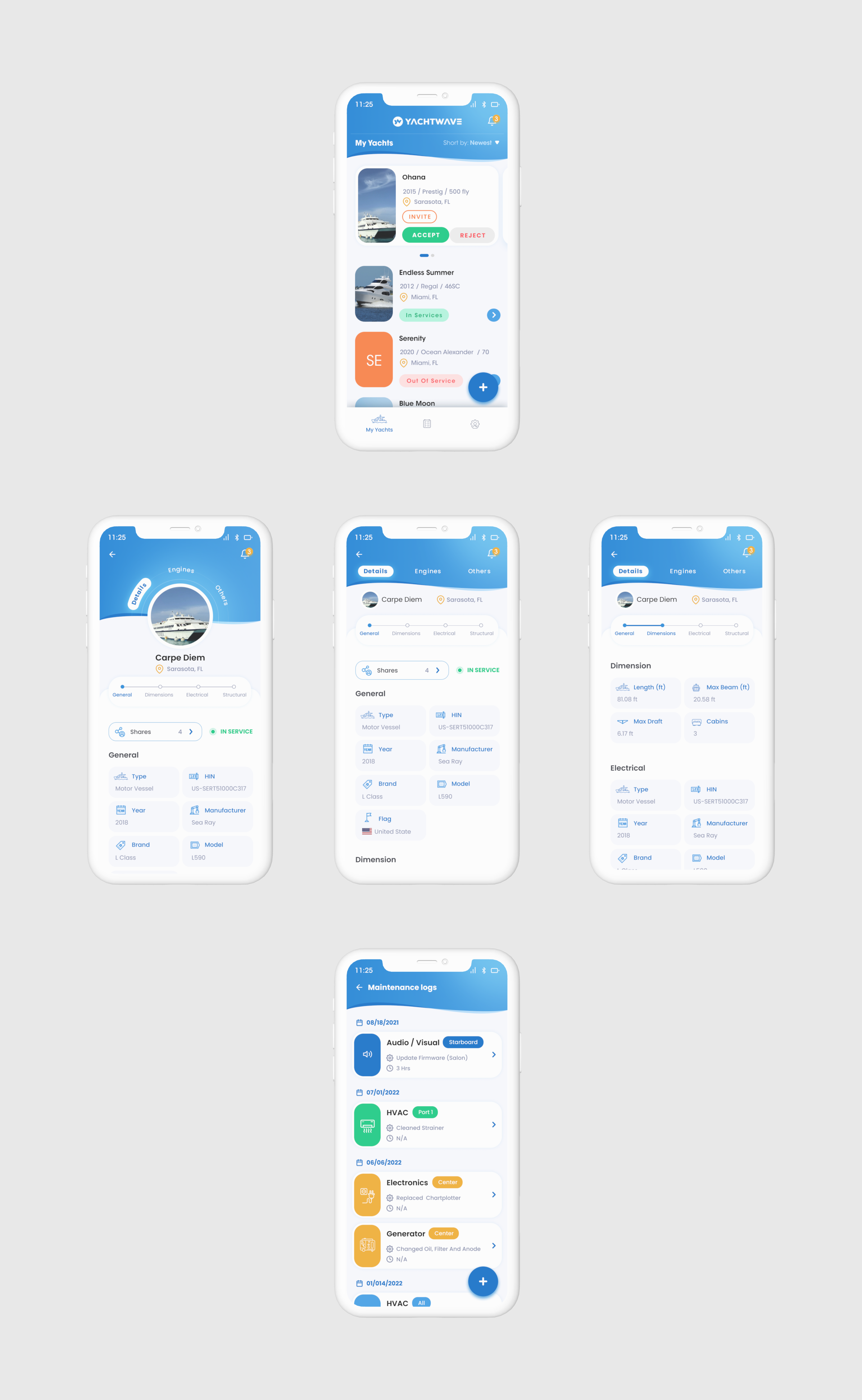 App Design by POP! for YachtWave | Design #30820051