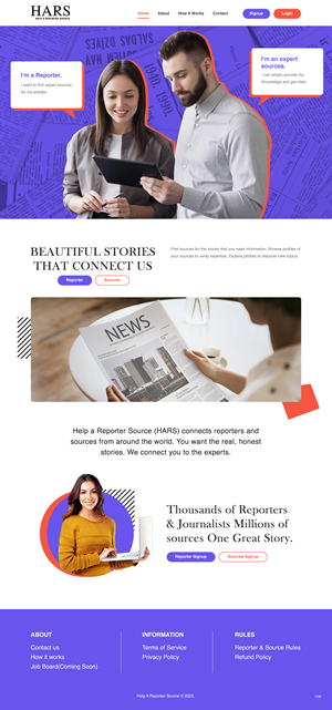 Web Design by pb for HelpaReporterSource.com | Design: #30798745