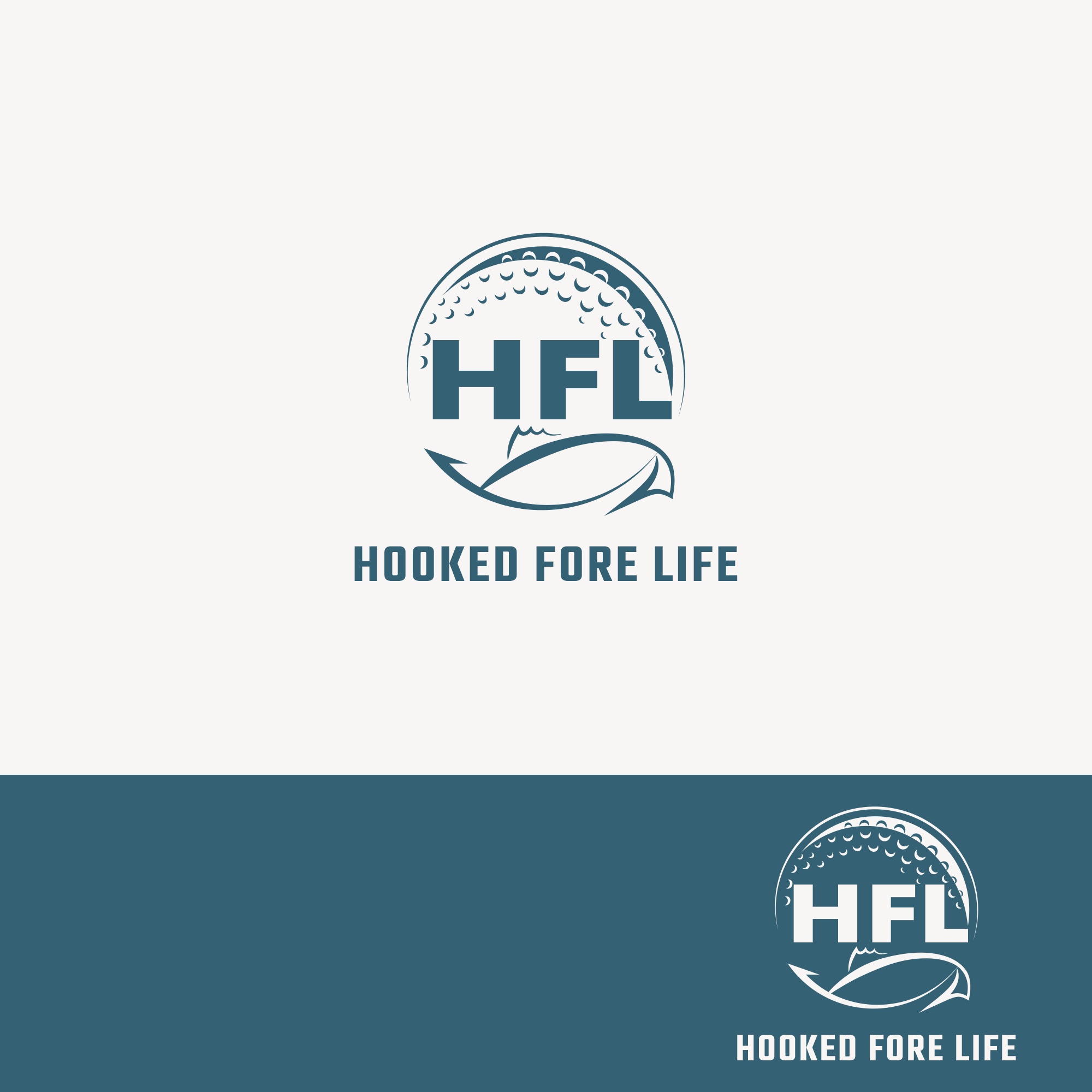 Logo Design by Ana Gocheva for Hooked Fore Life | Design #30833973