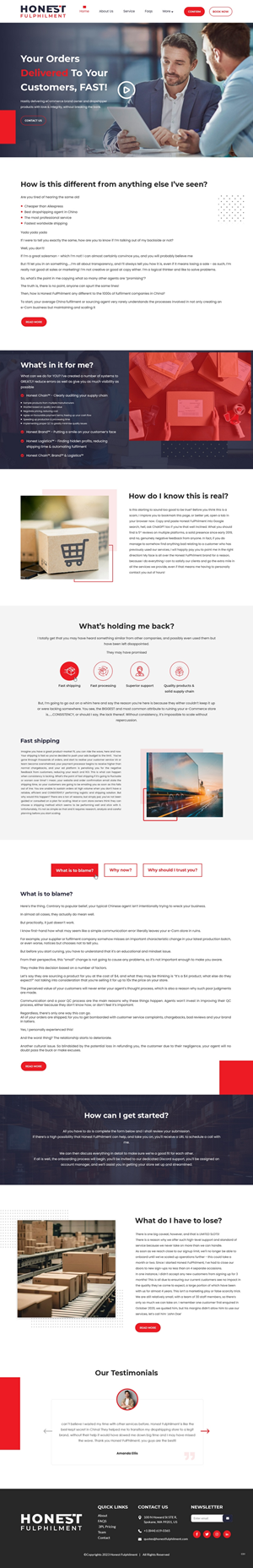 Web Design by pb for Honest FulPhilment Ltd | Design #30835174