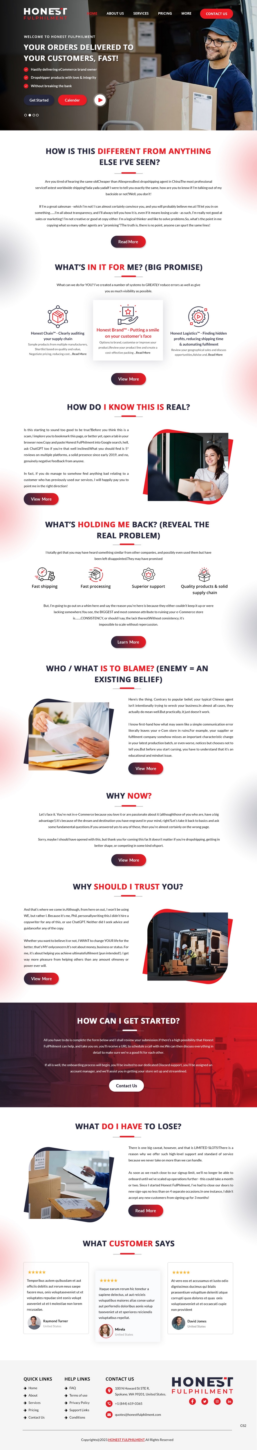 Web Design by pb for Honest FulPhilment Ltd | Design #30835178