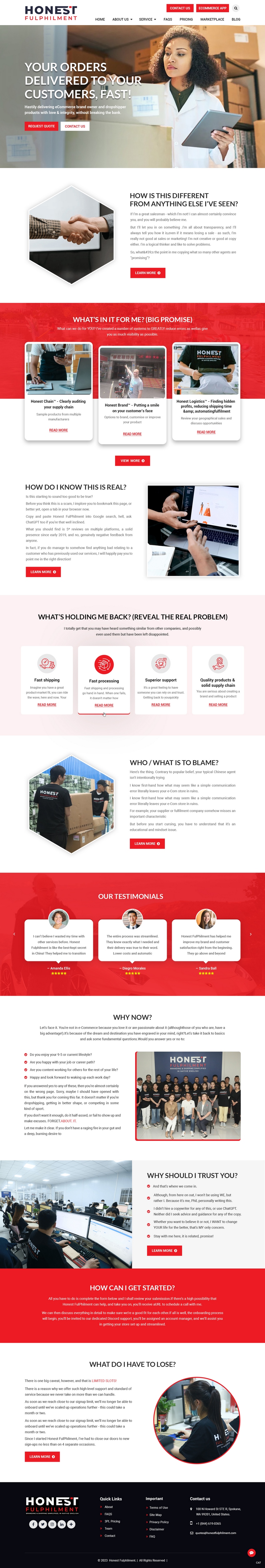 Web Design by pb for Honest FulPhilment Ltd | Design #30844533