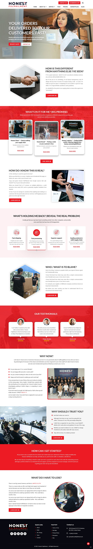 Web-Design von pb für Honest FulPhilment Ltd | Design: #30844533