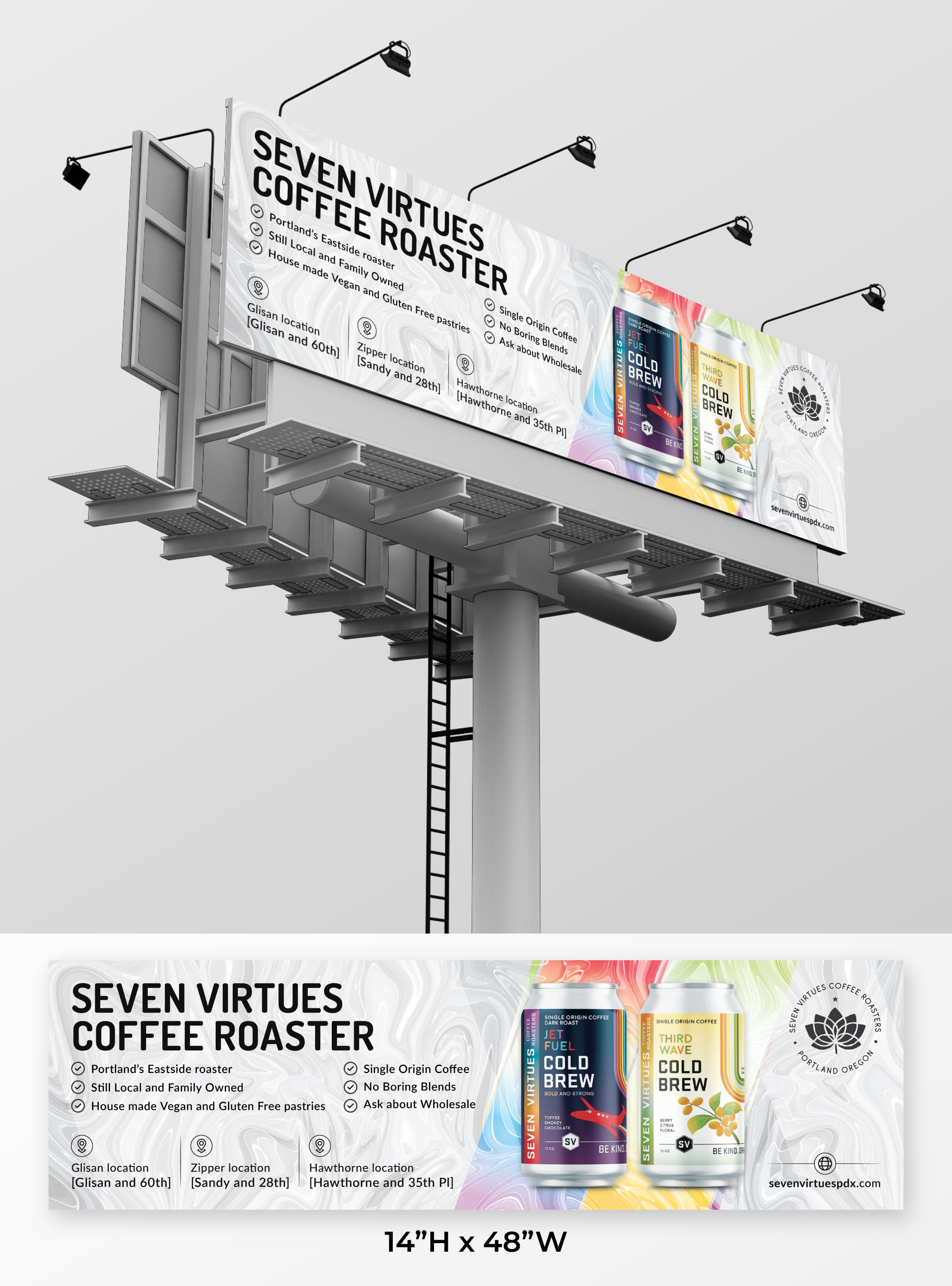 Billboard Design by KreativeMadz for Seven Virtues Coffee Roasters | Design #30843519