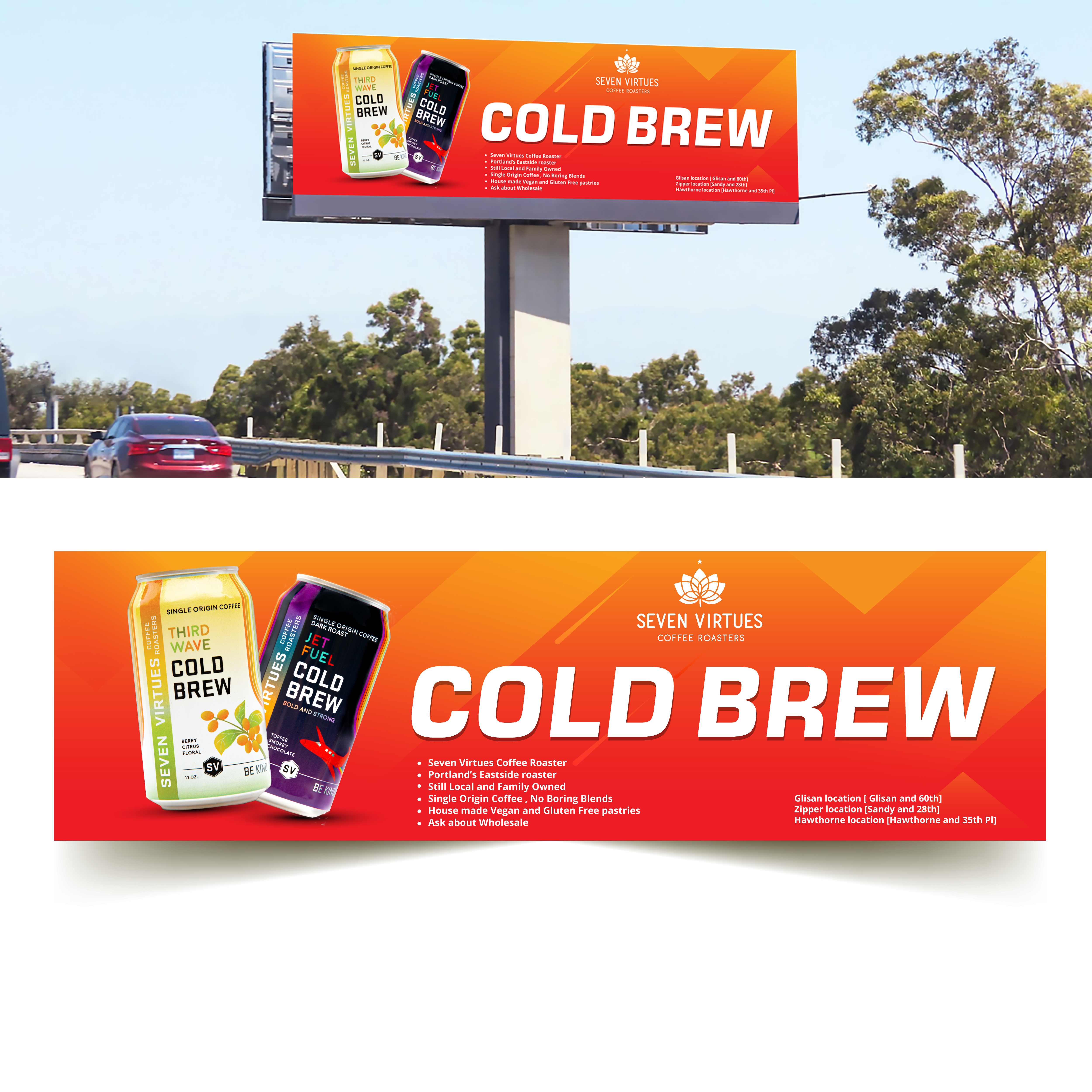 Billboard Design by Golokapati for Seven Virtues Coffee Roasters | Design #30850871