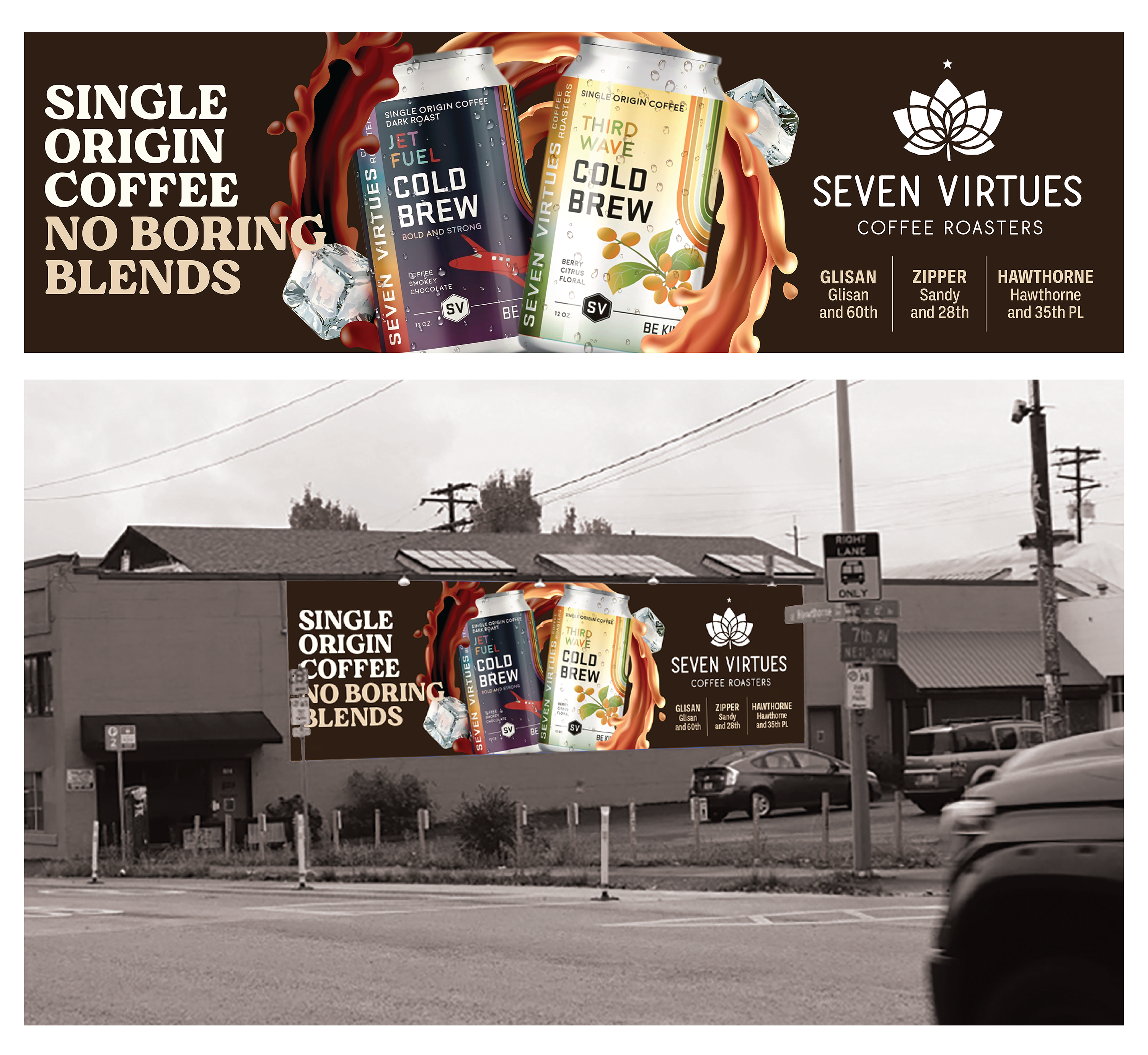 Billboard Design by JR-Design for Seven Virtues Coffee Roasters | Design #30844177