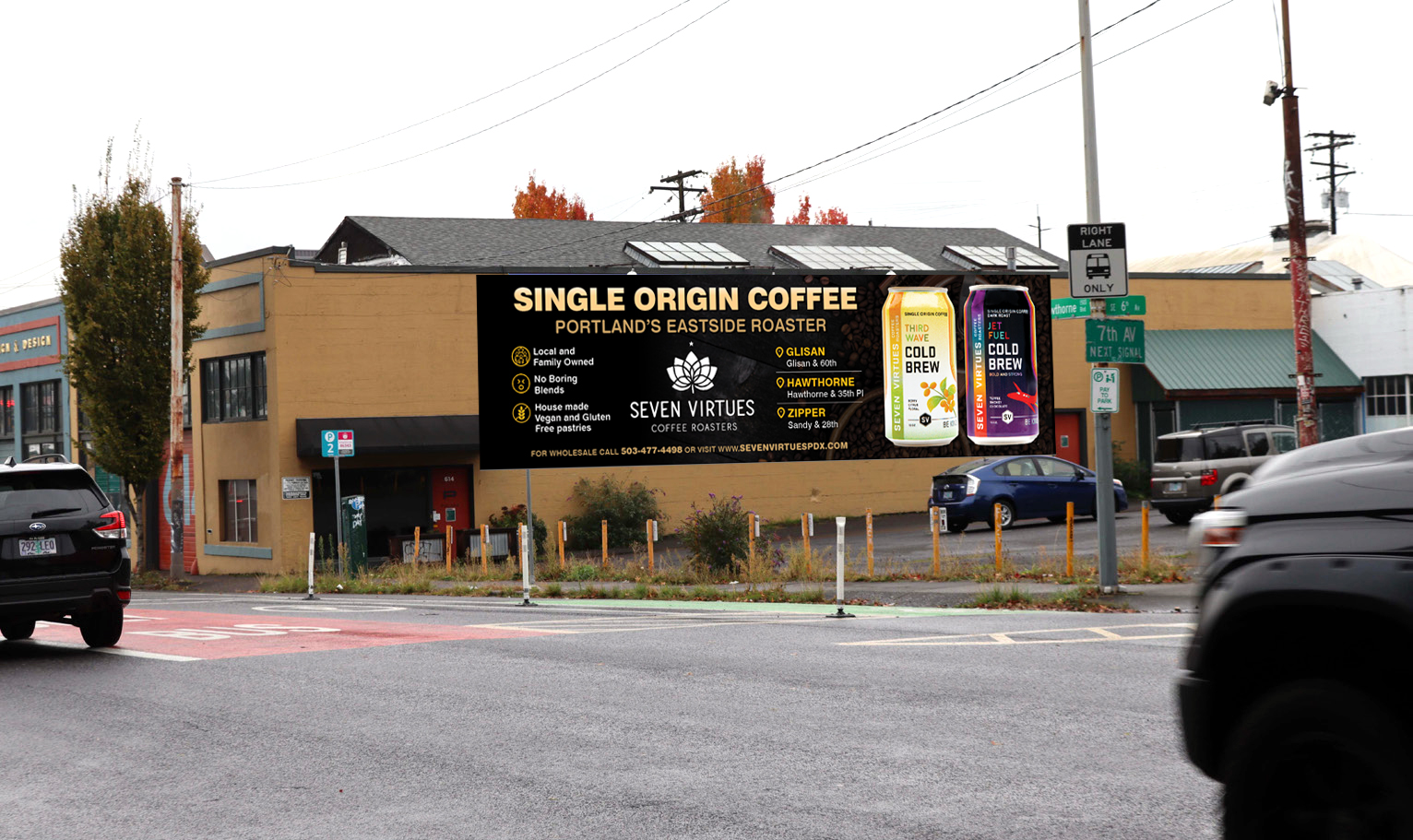 Billboard Design by rkailas for Seven Virtues Coffee Roasters | Design #30853834