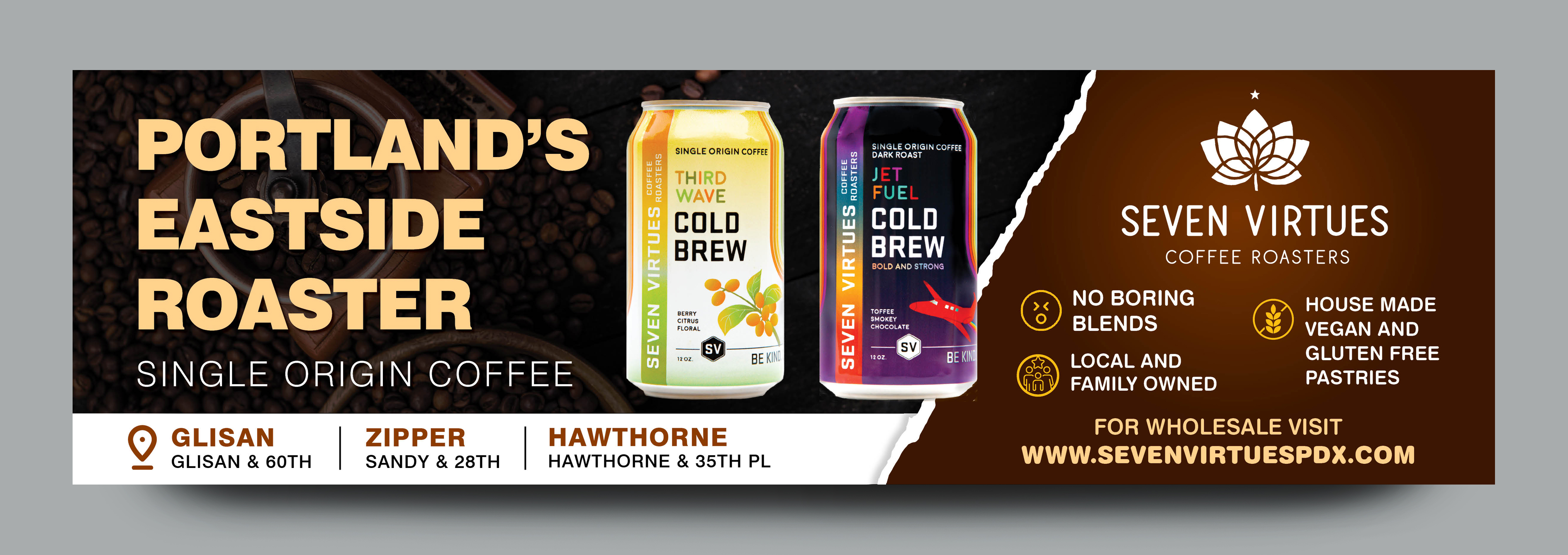 Billboard Design by rkailas for Seven Virtues Coffee Roasters | Design #30867623