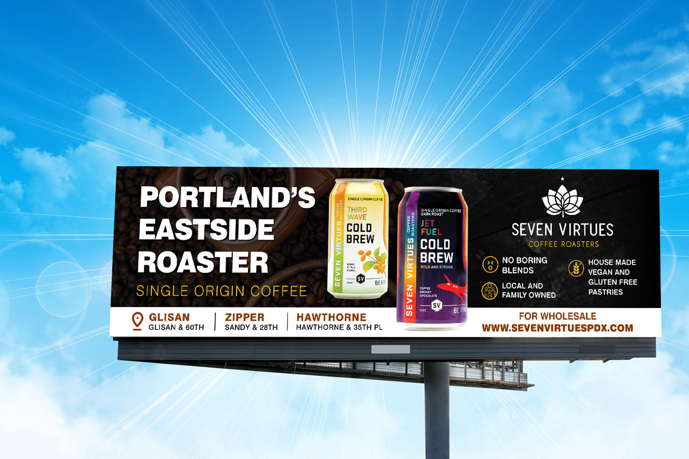 Billboard Design by rkailas for Seven Virtues Coffee Roasters | Design #30872372