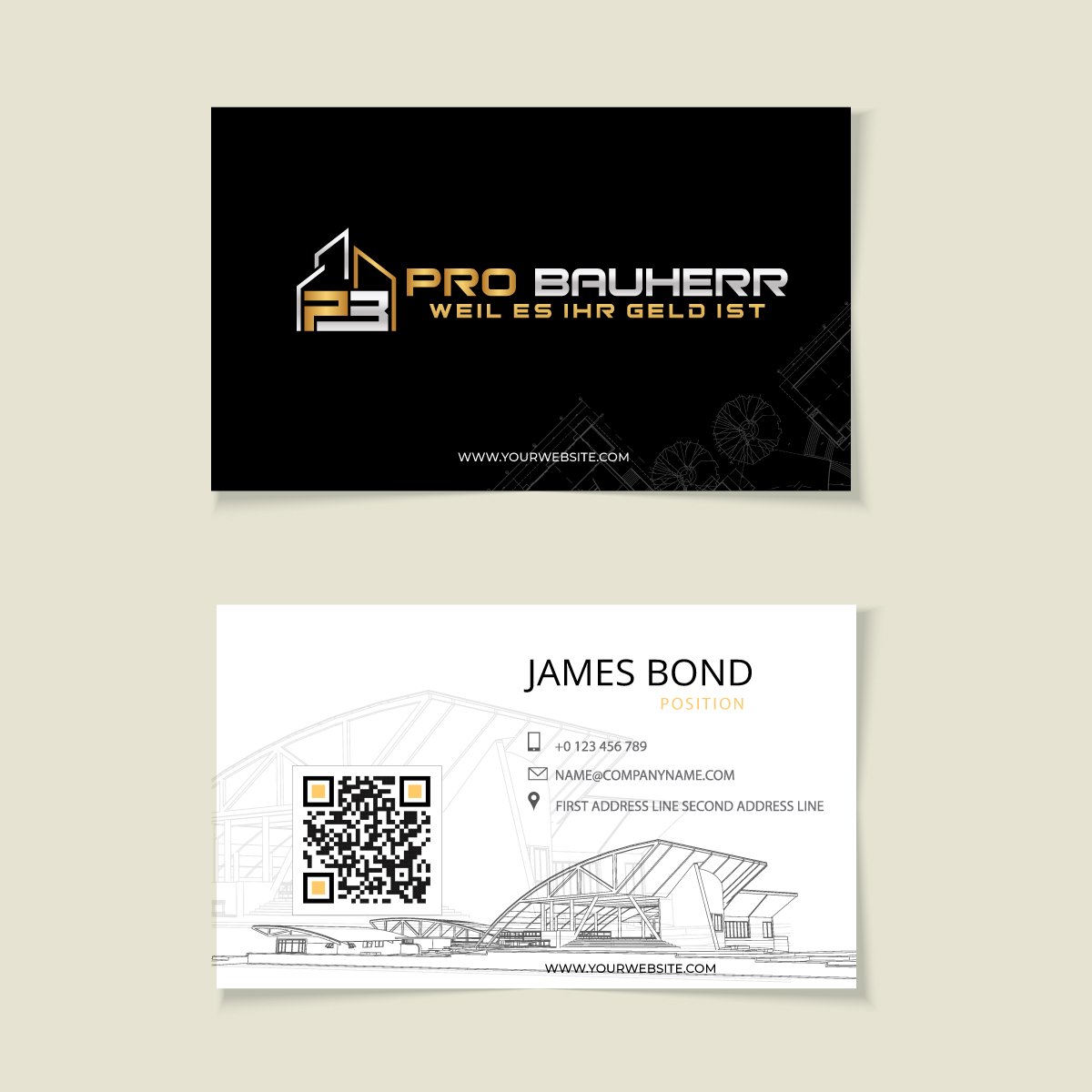 Visitenkarten-Design von Michael Oyugi für Pro Bauherr GmbH | Design #30907400