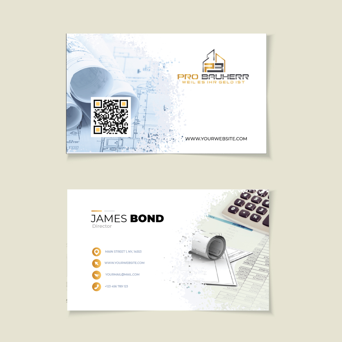 Visitenkarten-Design von Michael Oyugi für Pro Bauherr GmbH | Design #30907540