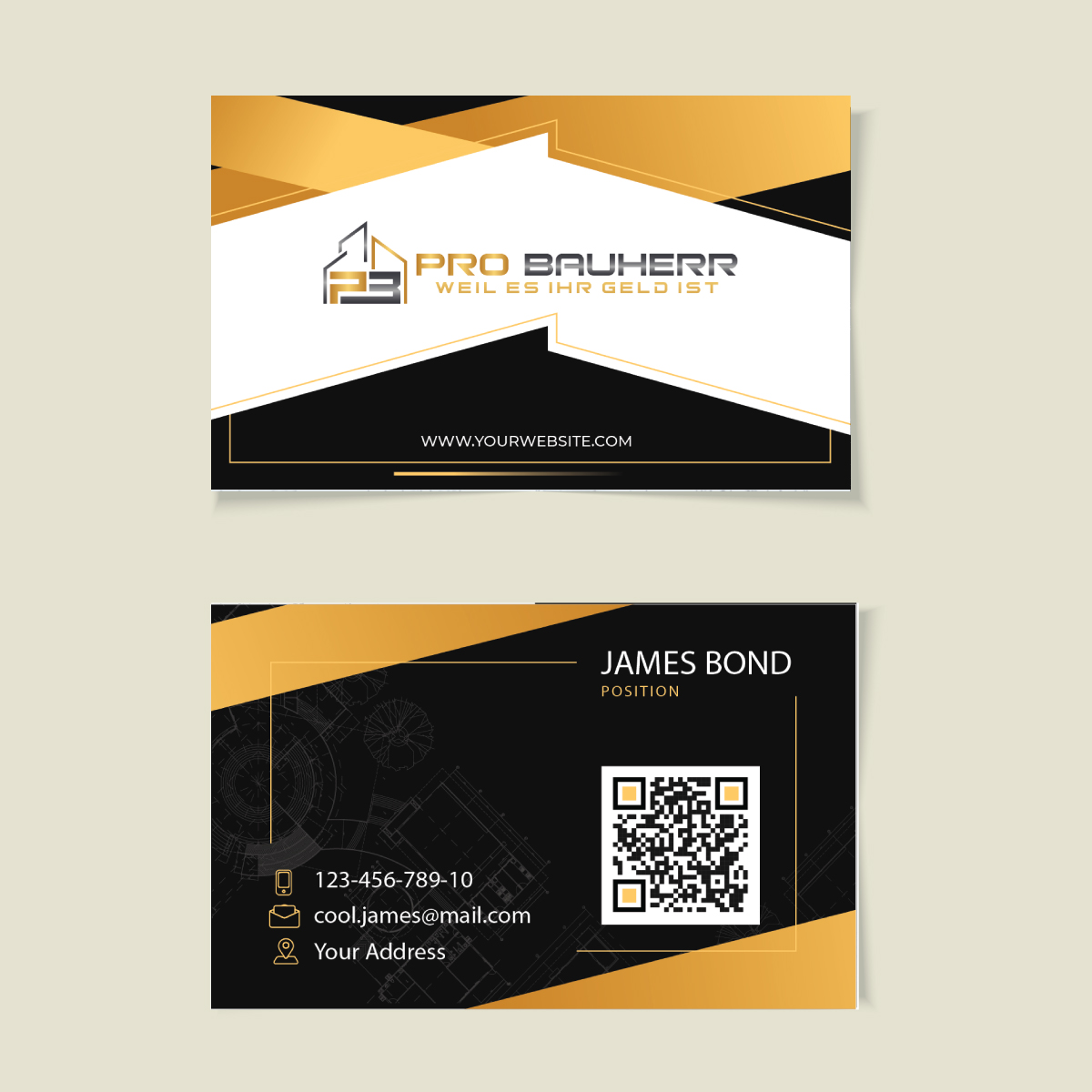 Visitenkarten-Design von Michael Oyugi für Pro Bauherr GmbH | Design #30907559