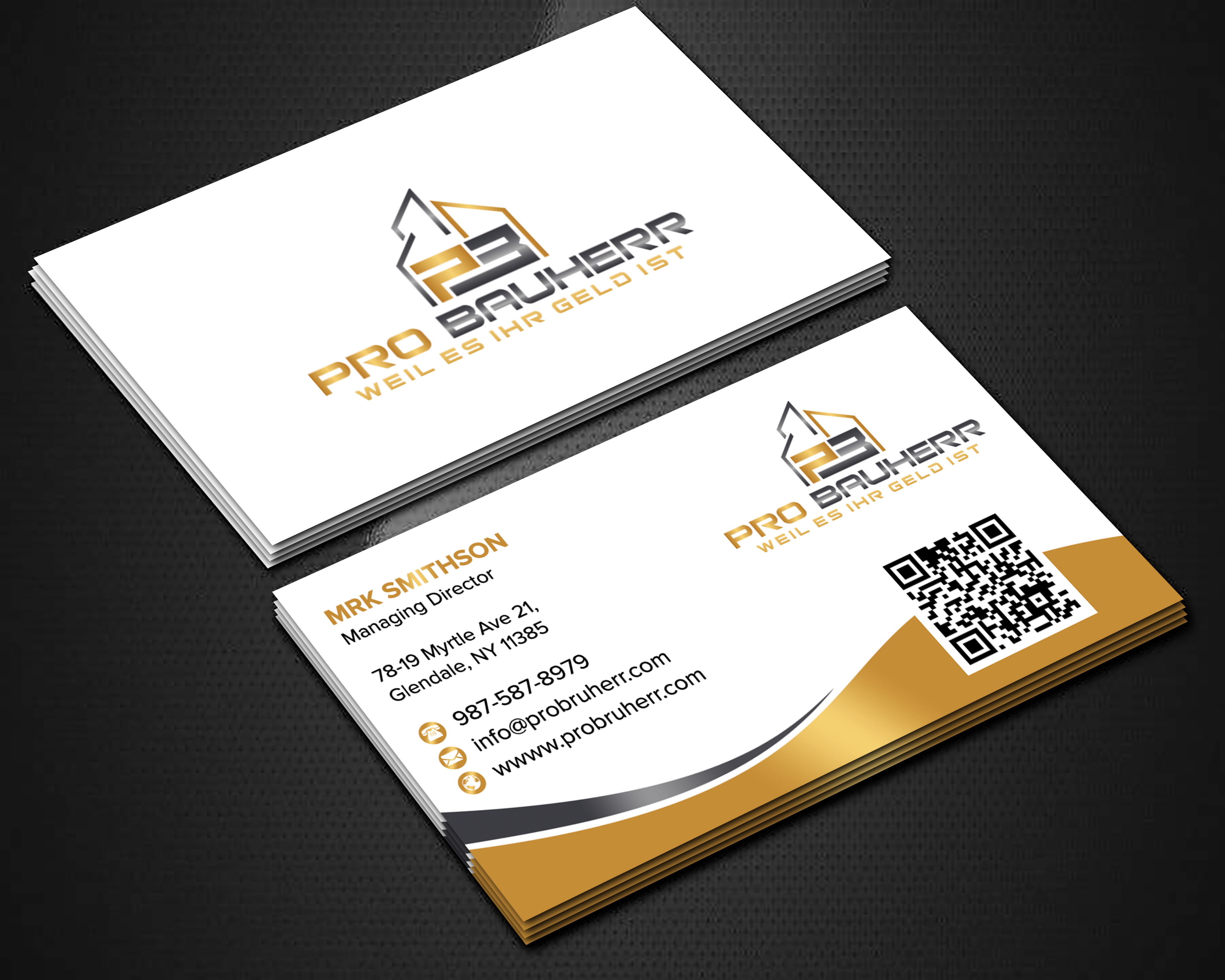 Business Card Design by sadikul islam for Pro Bauherr GmbH | Design #30877819