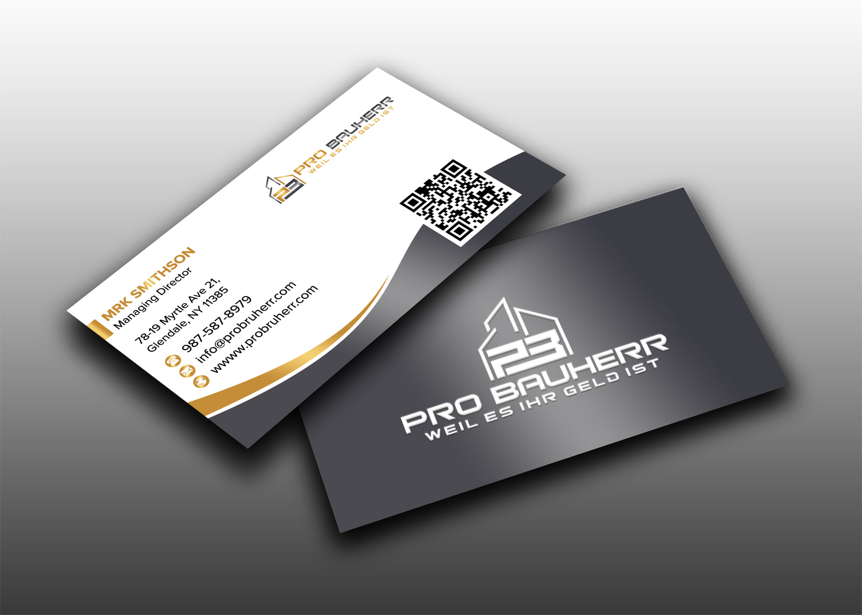 Business Card Design by sadikul islam for Pro Bauherr GmbH | Design #30878532