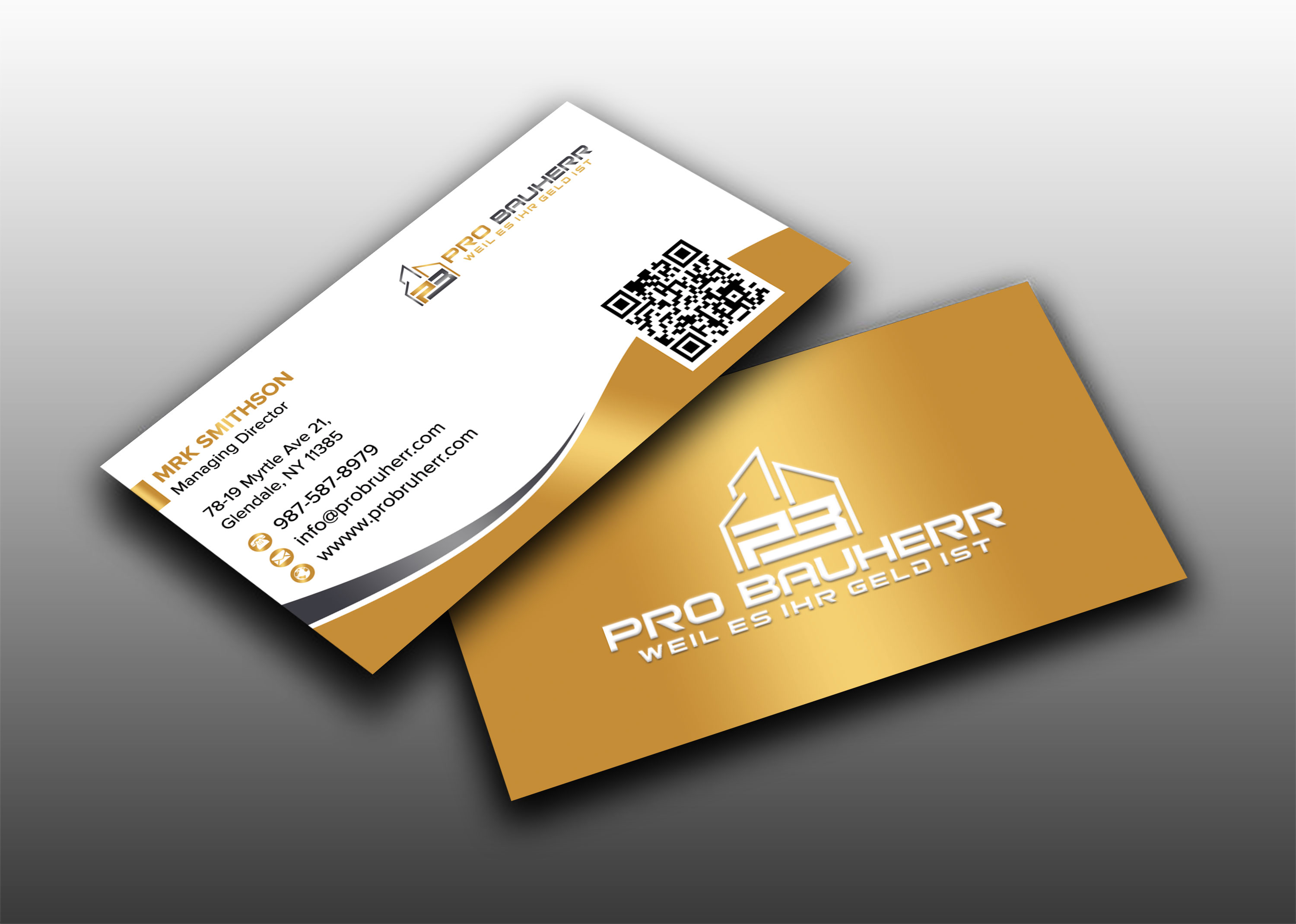 Business Card Design by sadikul islam for Pro Bauherr GmbH | Design #30878533