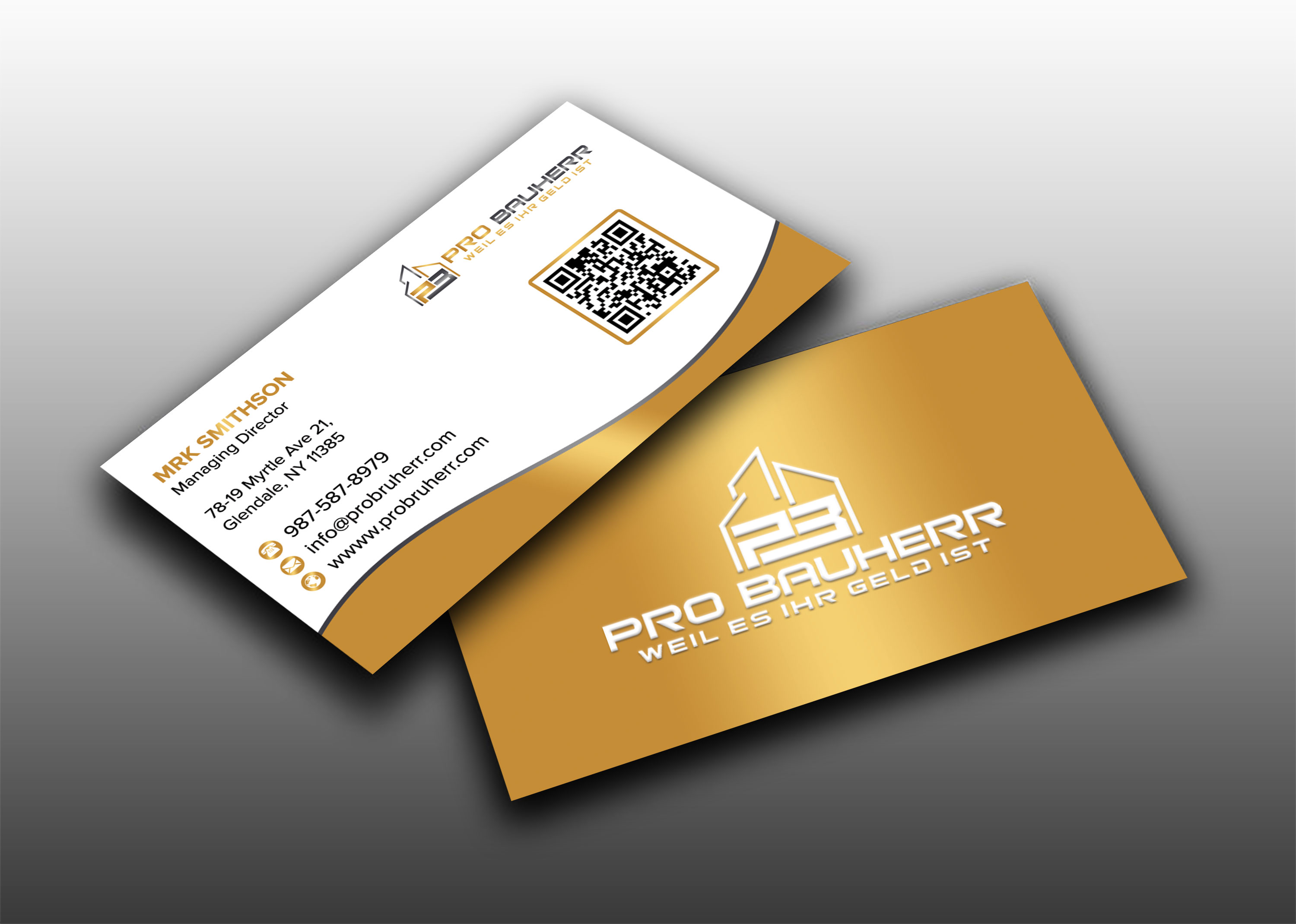 Business Card Design by sadikul islam for Pro Bauherr GmbH | Design #30878550