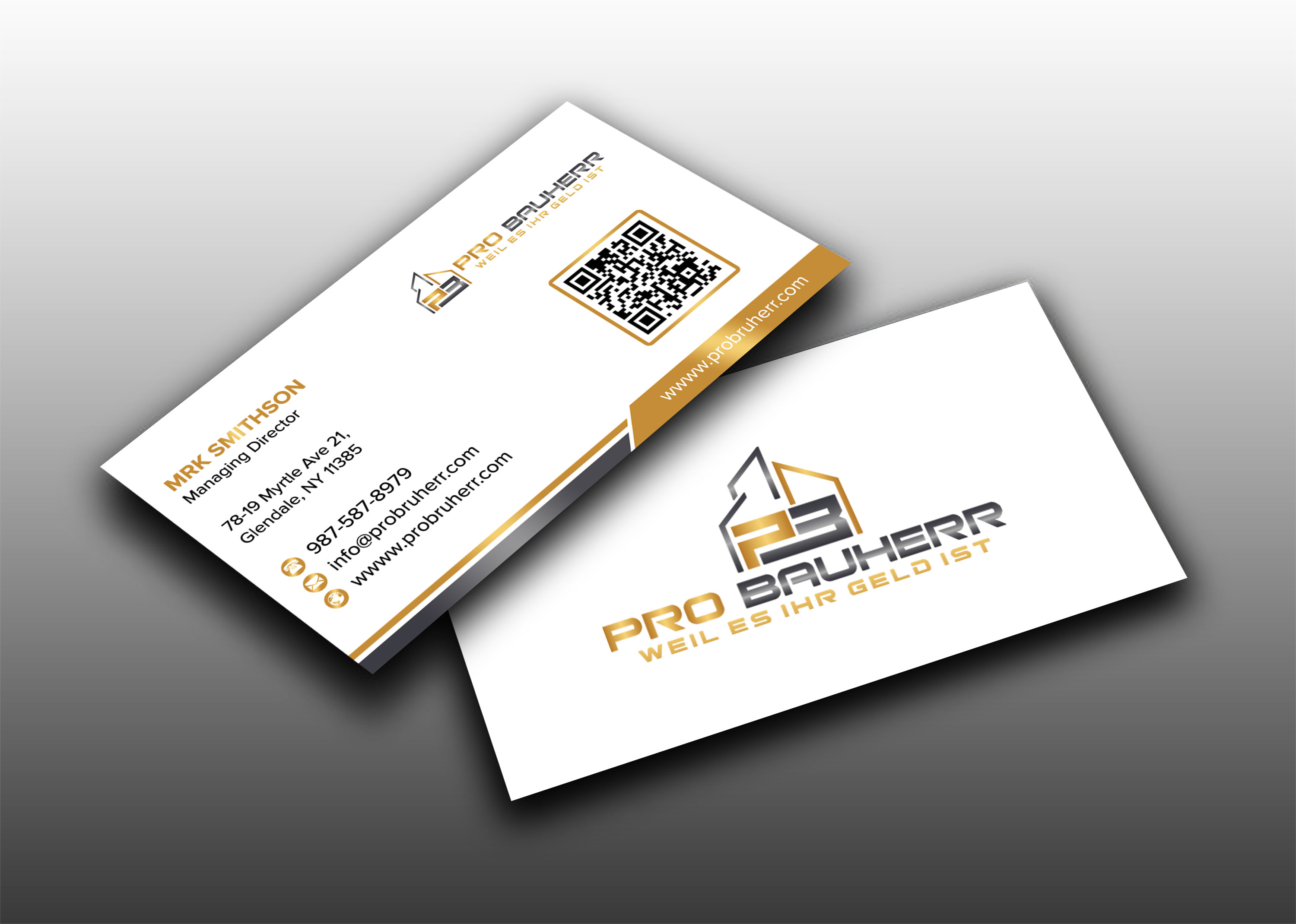 Business Card Design by sadikul islam for Pro Bauherr GmbH | Design #30878790