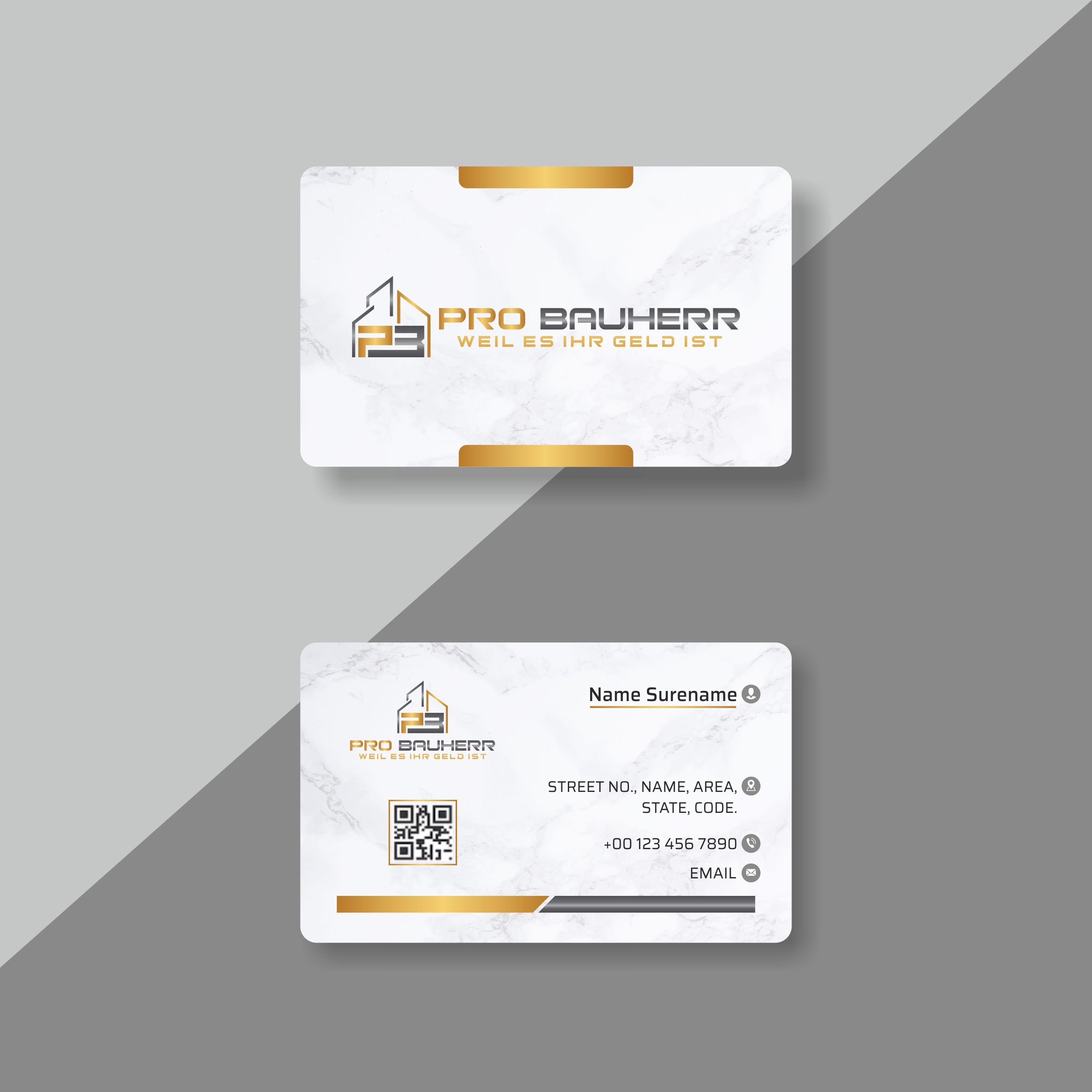 Business Card Design by Parth P 4 for Pro Bauherr GmbH | Design #30909992