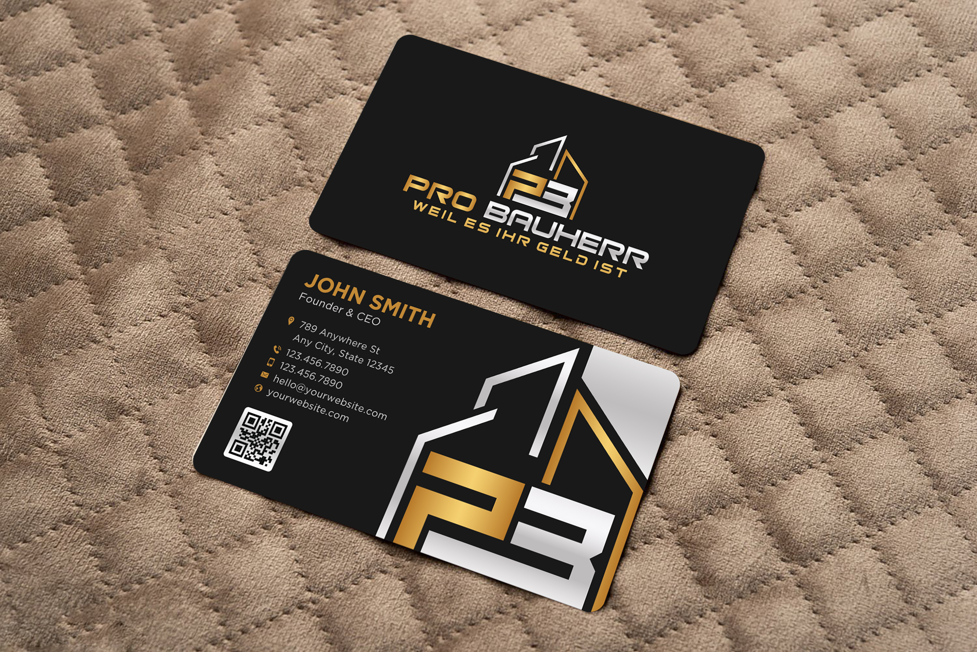 Business Card Design by Sun Moon Graphic Designer for Pro Bauherr GmbH | Design #30874320
