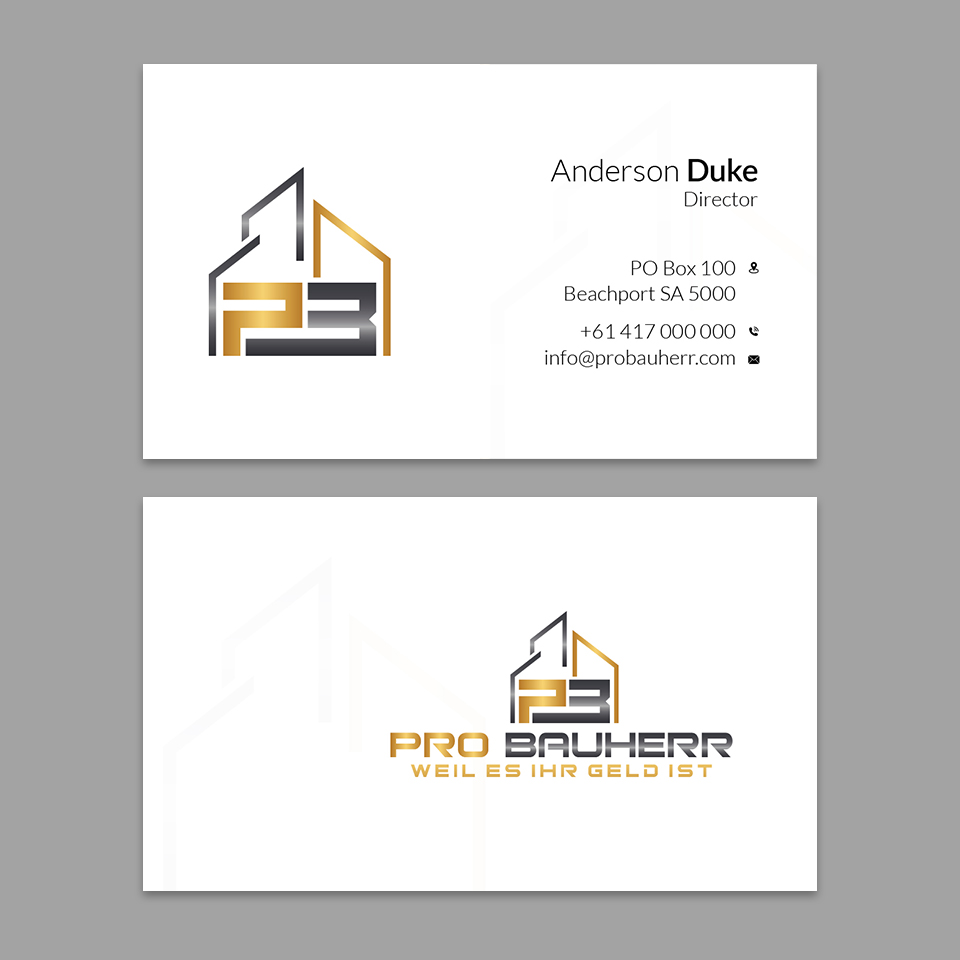 Visitenkarten-Design von YourLogoMaster für Pro Bauherr GmbH | Design #30885969