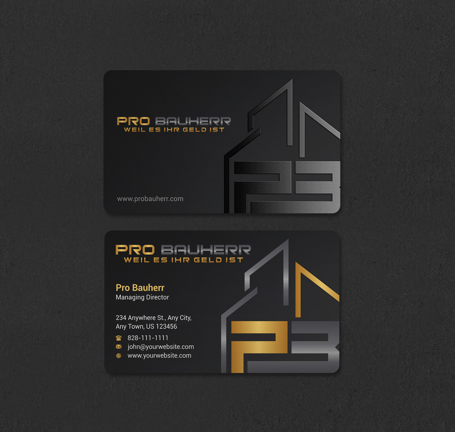 Business Card Design by INDIAN_Ashok for Pro Bauherr GmbH | Design #30909164