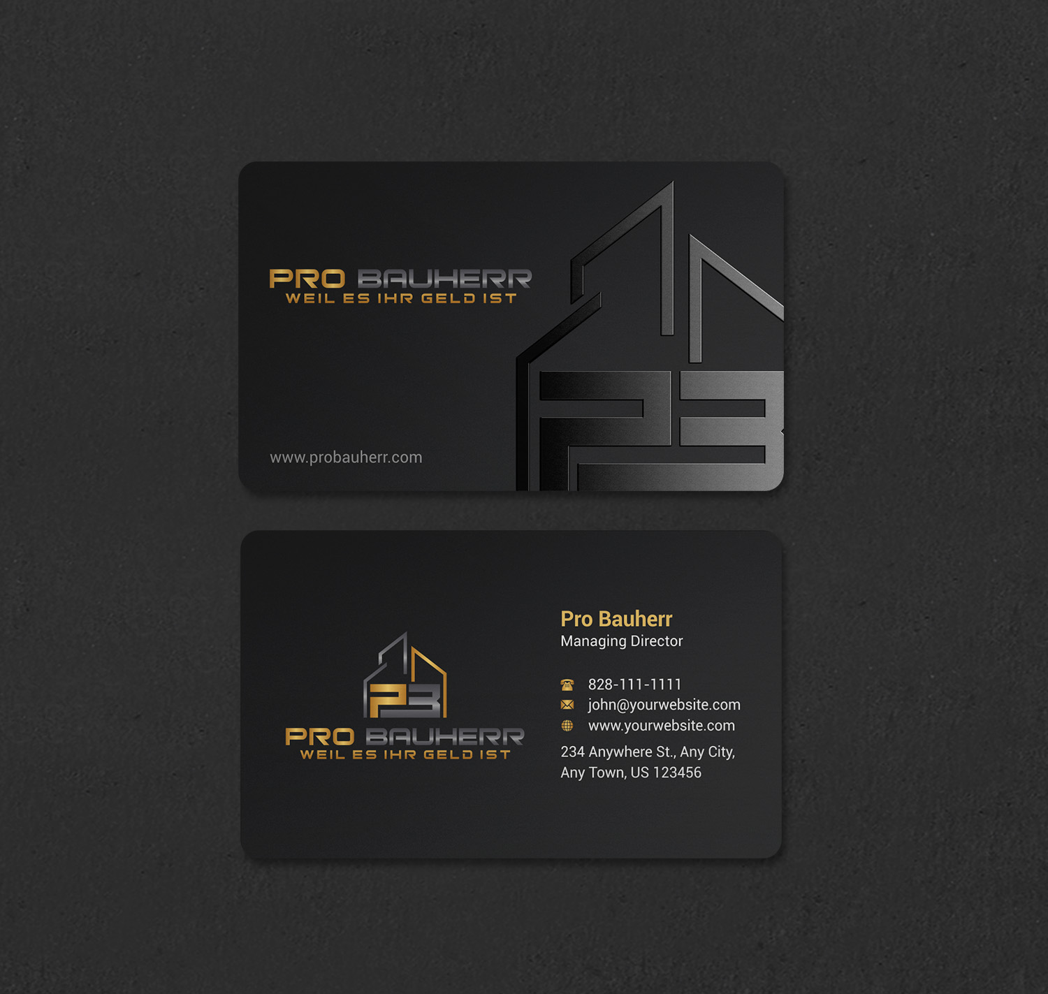 Business Card Design by INDIAN_Ashok for Pro Bauherr GmbH | Design #30909168