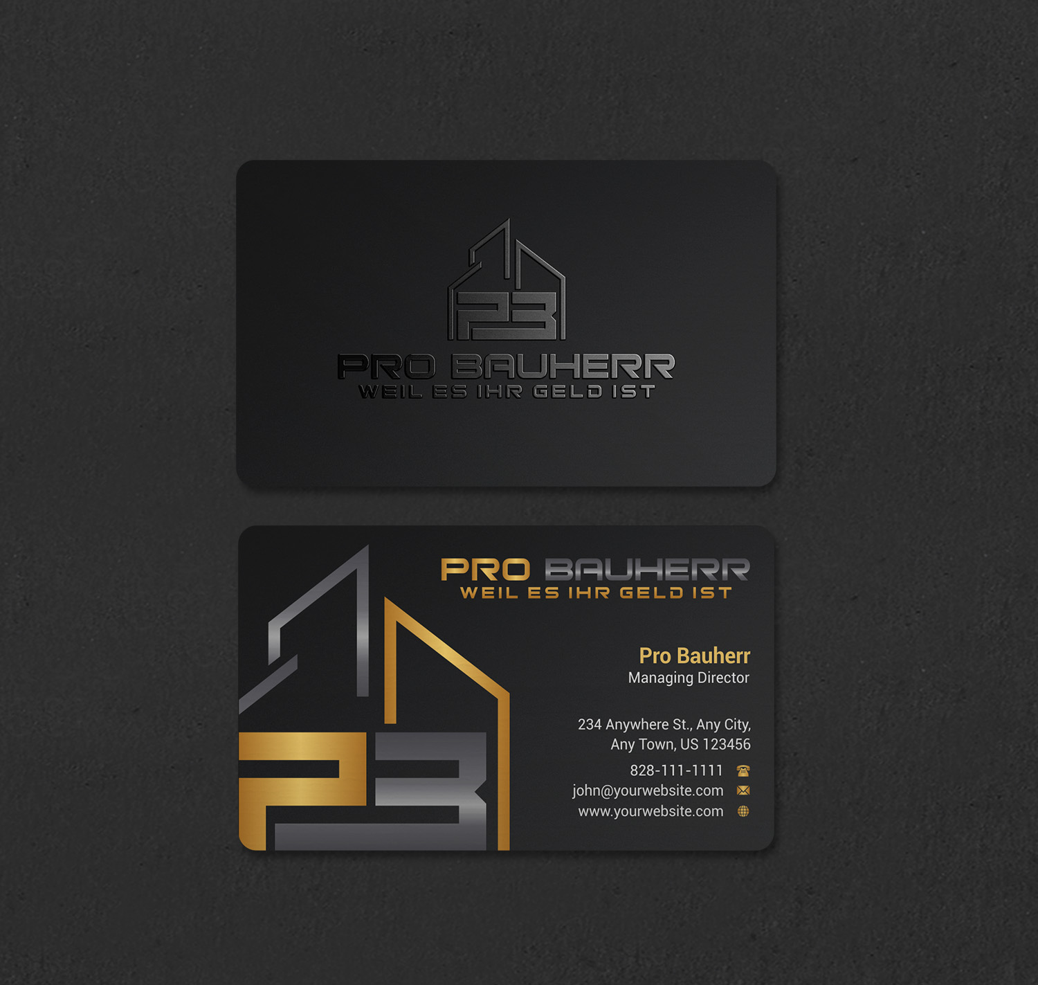 Business Card Design by INDIAN_Ashok for Pro Bauherr GmbH | Design #30909171